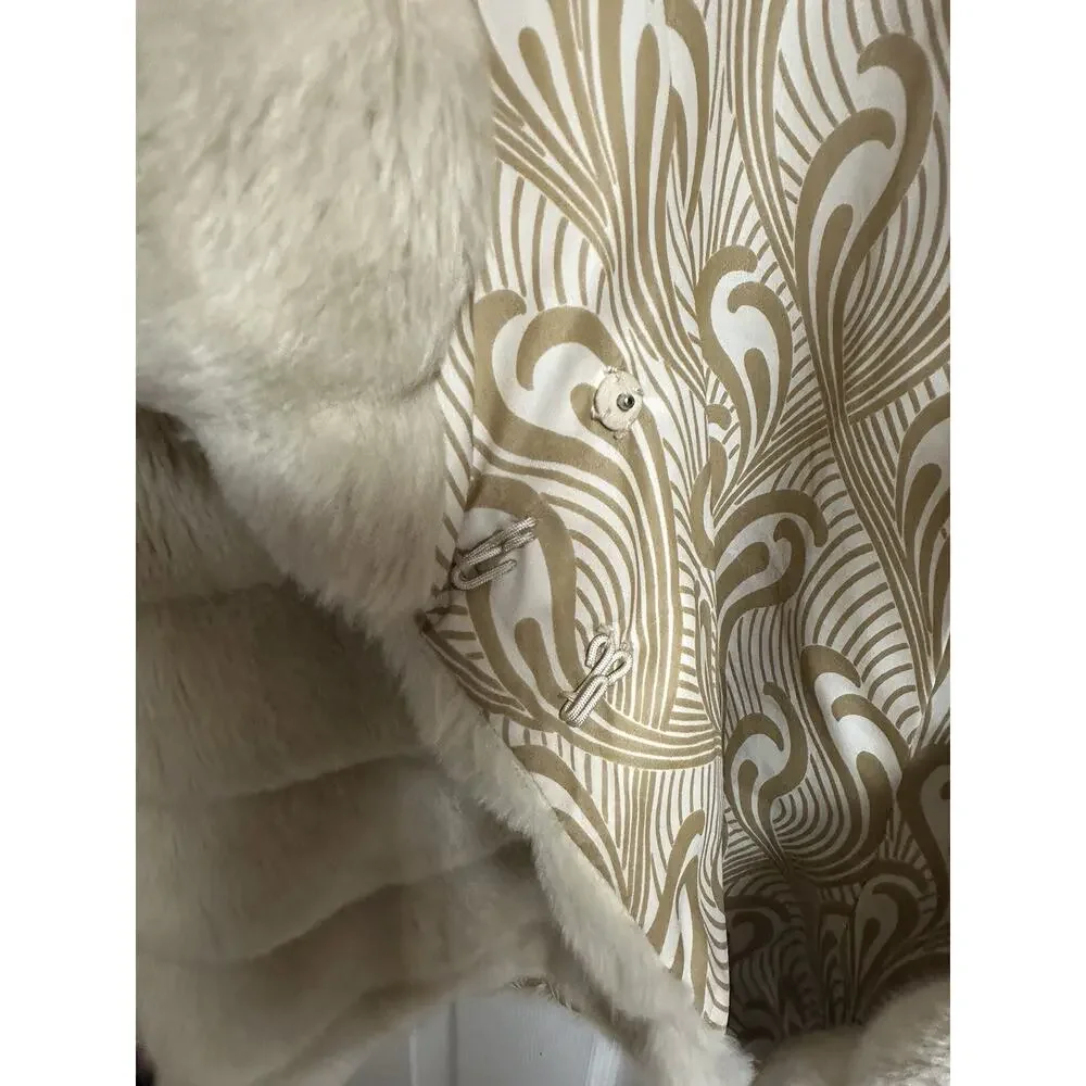 IDEOLOGY LIGHT TAN BROWN FAUX FUR JACKET RETRO STYLE Honey Coat Soft XL Hook Eye - Picture 8 of 10